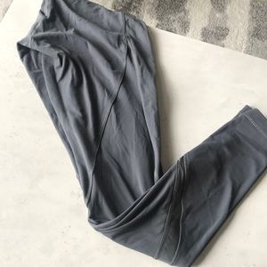 Grey lulu leggings, full length, mesh detail